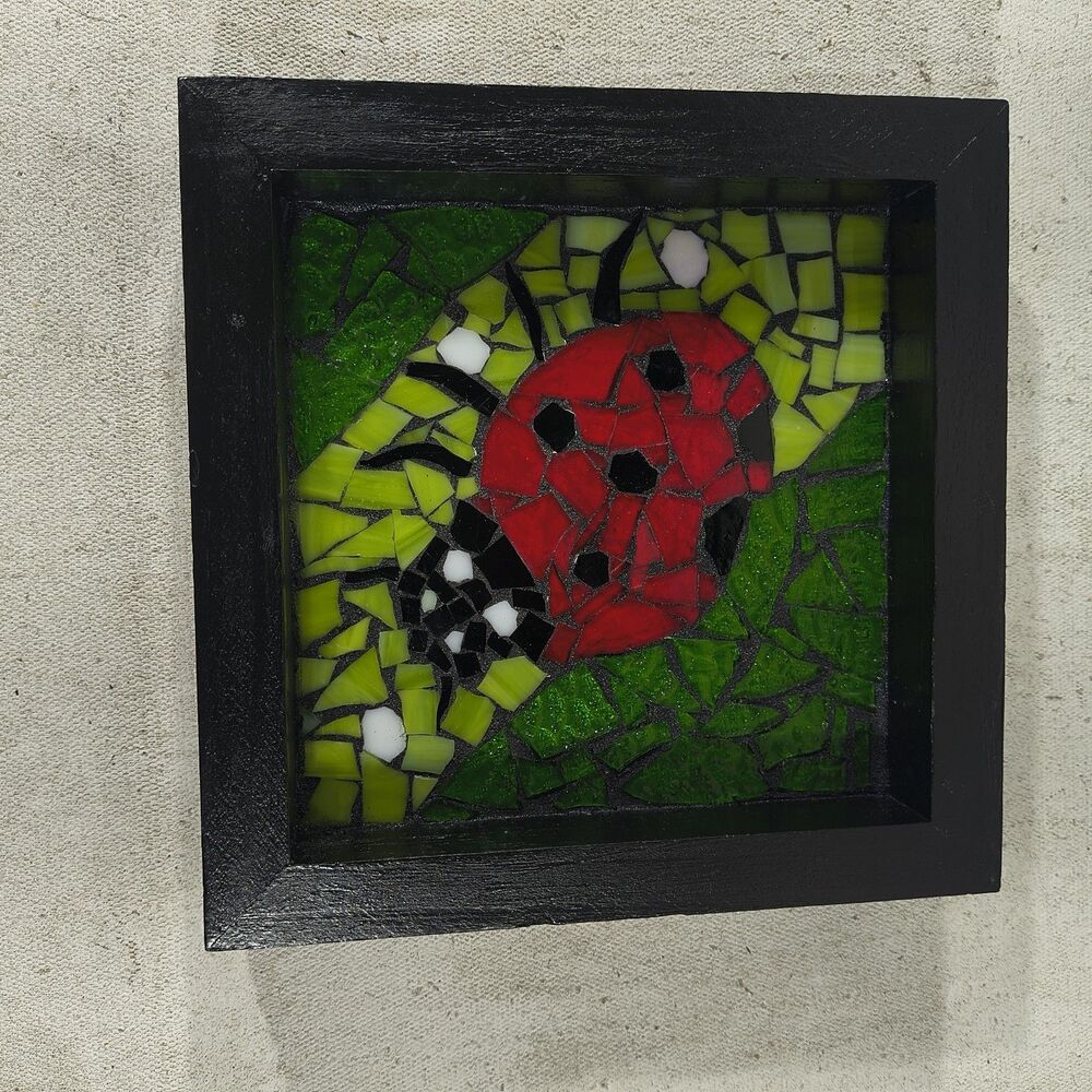 Original Glass Mosaic Artwork "Coccinellidae " 7.5" X 7.5 " By Timothy Designs - Picture 2 of 4